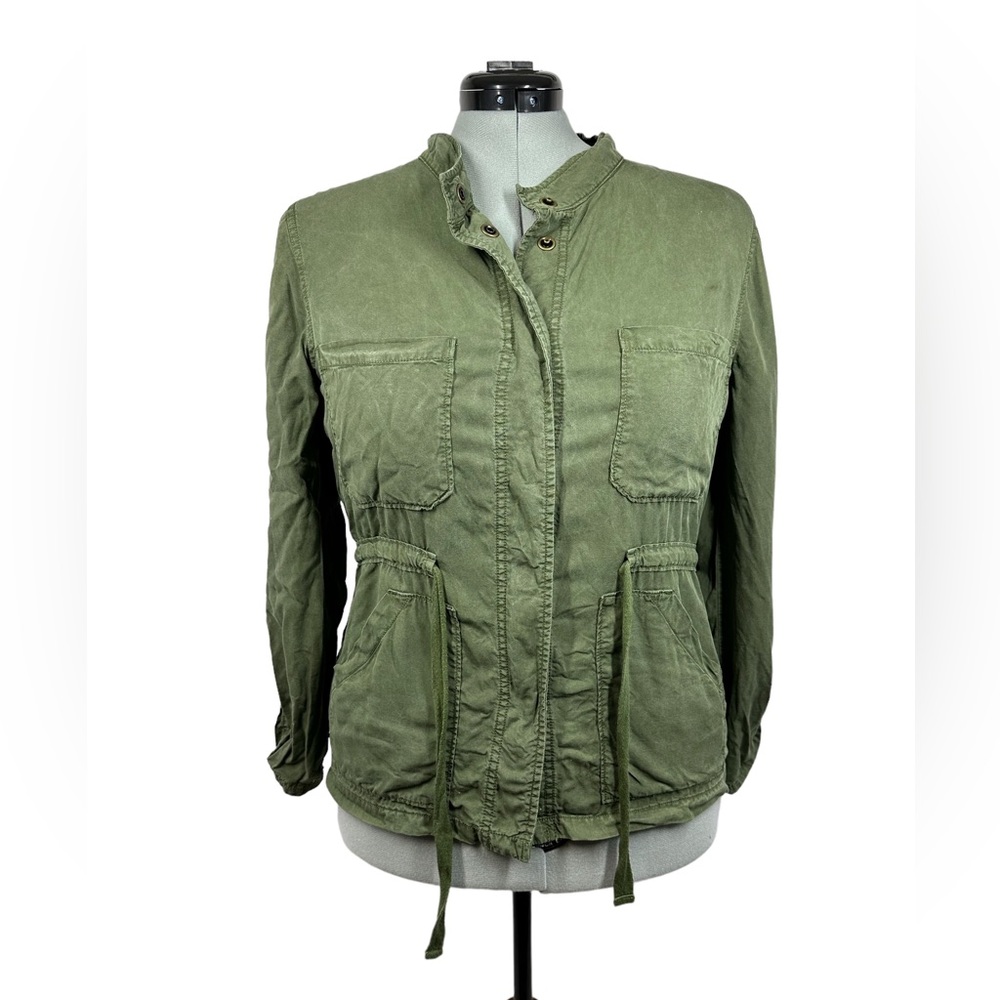Sanctuary Army Green Button Down Distressed Long Sleeve Top